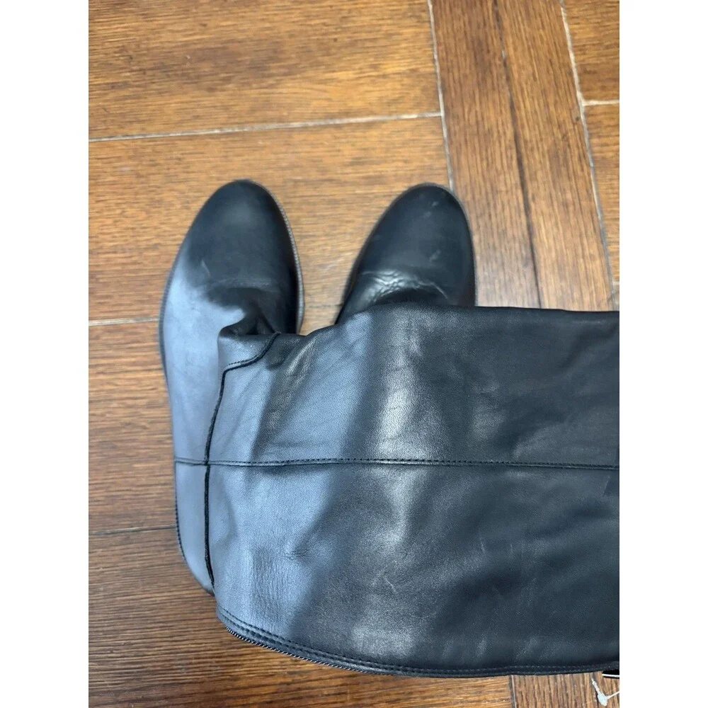 EMANUELE CRASTO MADE IN ITALY BLACK LEATHER CROCO KNEE HIGH BOOTS EU 37 US 6.5